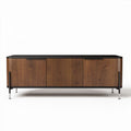 Houten tv-meubel met zwart bovenblad en metalen poten 150 x 40 x 60cm
