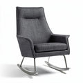 Zwart stoffen schommelstoel met metalen basis en afmetingen 90 x 75 x 100cm