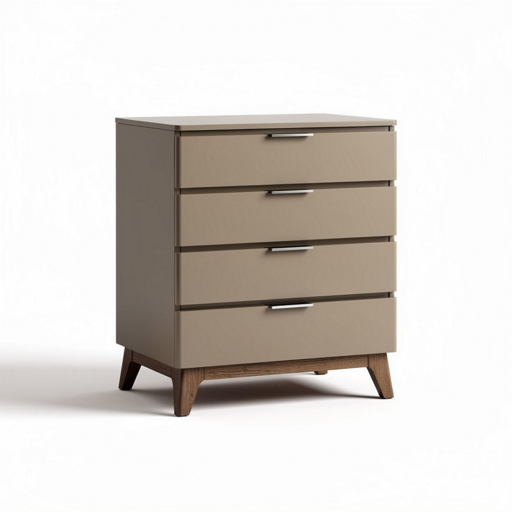 Ladenkast van gelakt MDF met vier lades in beige 40 x 40 x 80cm