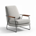 Grijze stoffen fauteuil met houten armleuningen 80 x 70 x 90cm