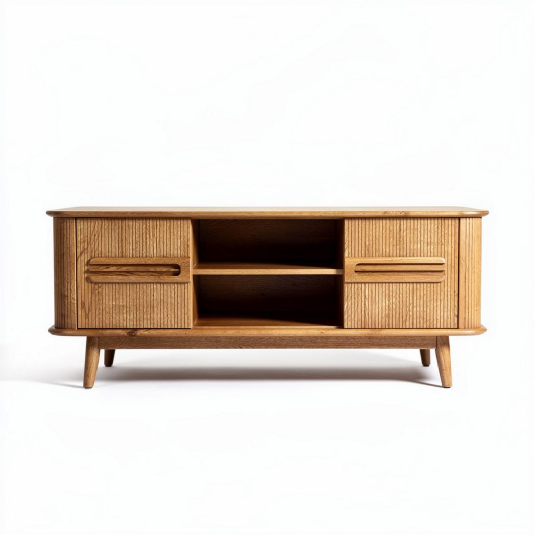 Houten tv-meubel met ribbelstructuur 120 x 40 x 50cm naturel kleur