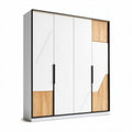 Kast van wit en hout 150 x 180 x 50cm met moderne uitstraling en praktische indeling