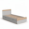 Houten eenpersoonsbed met opbergruimte en moderne grijze afwerking 200 x 100 x 40cm