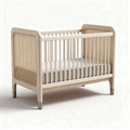 Kinderbed van massief hout met rotan elementen afmetingen 120 x 60 x 90 cm