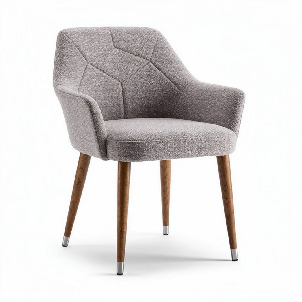 Stoel met stoffen bekleding en houten poten 55 x 60 x 80cm grijs